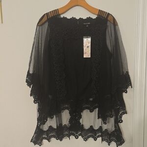 Black Lace Sheer Blouse